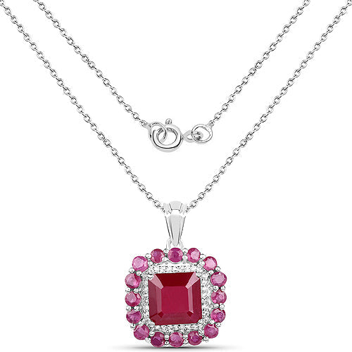 8.48 Carat Glass Filled Ruby and White Topaz .925 Sterling Silver Pendant Bids.com