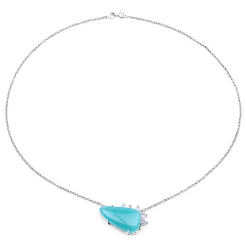 13.41 Carat Genuine Amazonite And White Topaz .925 Sterling Silver Pendant Bids.com