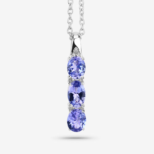 1.11 Carat Genuine Tanzanite and White Diamond .925 Sterling Silver Pendant Bids.com