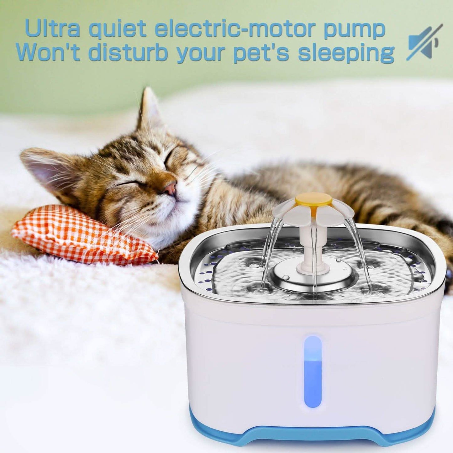 Pet Water Dispenser Fountain Cat Dog LED Light Drinking 2 Spray Heads DailySale