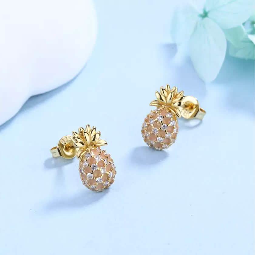 Pineapple Studs with Swarovski Crystals in 18k Gold DailySale