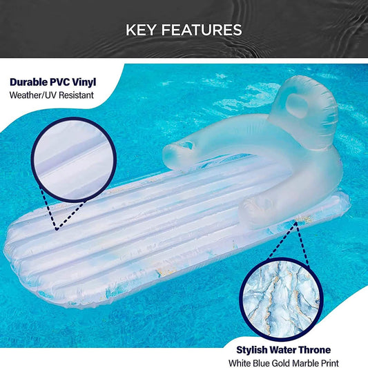 Pool Float for Adults Inflatable Lounge Chair Recliner for Swimming/Tanning DailySale