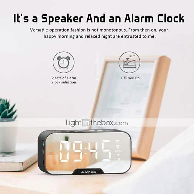 Portable Bluetooth Speaker Mirror Alarm Clock DailySale