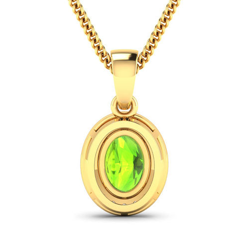 1.23 Carat Genuine Peridot and White Diamond 14K Yellow Gold Pendant Bids.com