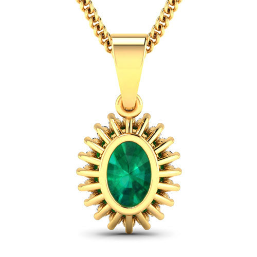1.13 Carat Genuine Zambian Emerald and White Diamond 14K Yellow Gold Pendant Bids.com