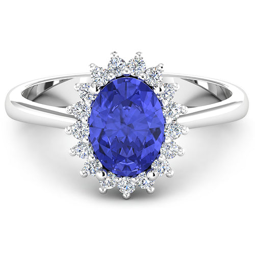 1.92 Carat Genuine Tanzanite and White Diamond 14K White Gold Ring Bids.com
