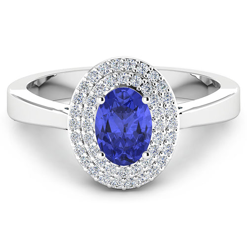 0.91 Carat Genuine Tanzanite and White Diamond 14K White Gold Ring Bids.com