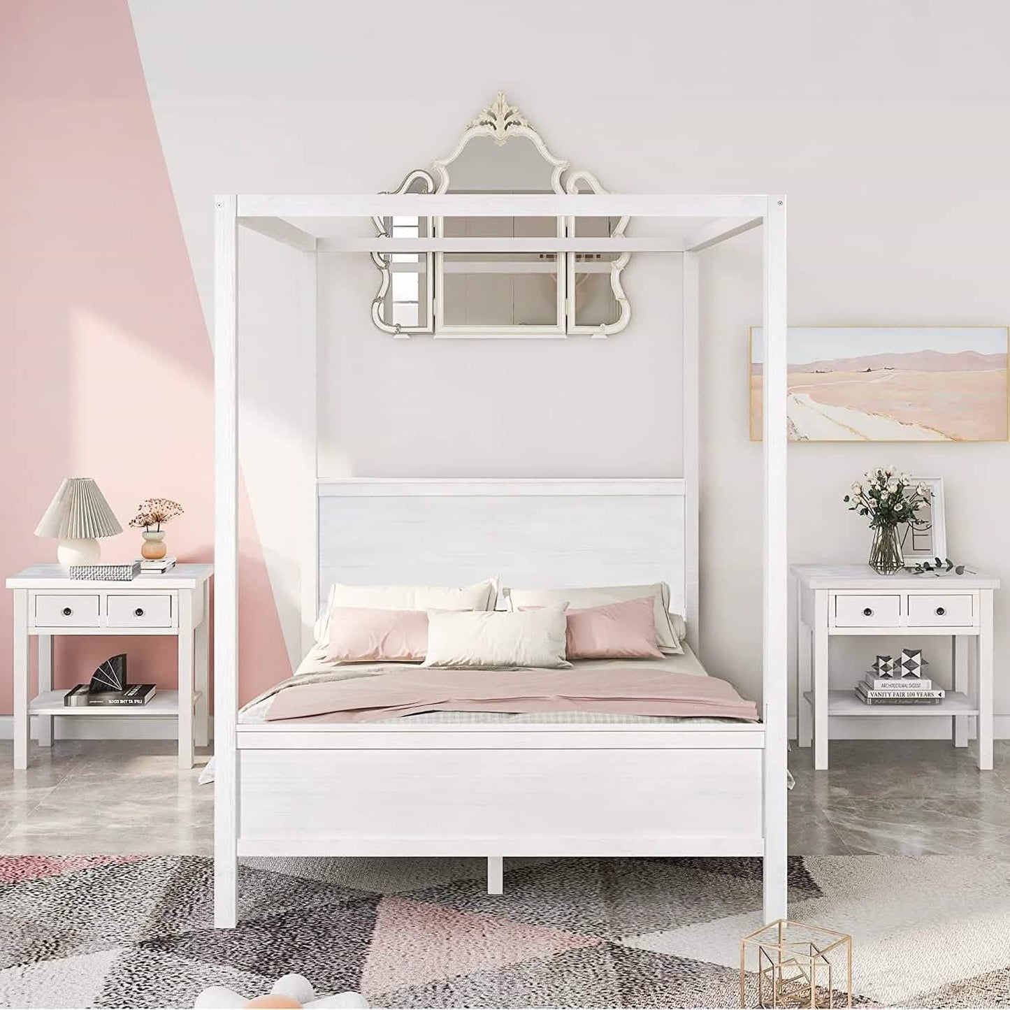 Queen Size Canopy Bed with 2 Nightstands DailySale