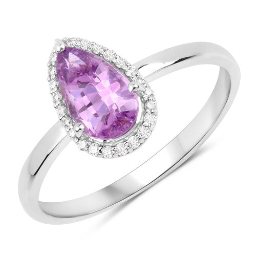 1.25 Carat Genuine Pink Sapphire and White Diamond 14K White Gold Ring Bids.com