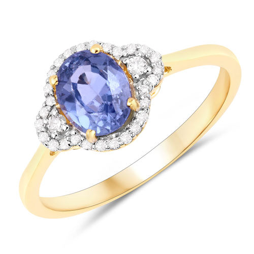 1.27 Carat Genuine Blue Sapphire and White Diamond 14K Yellow Gold Ring Bids.com