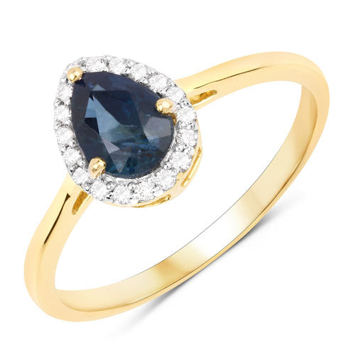 1.22 Carat Genuine Blue Sapphire and White Diamond 14K Yellow Gold Ring Bids.com