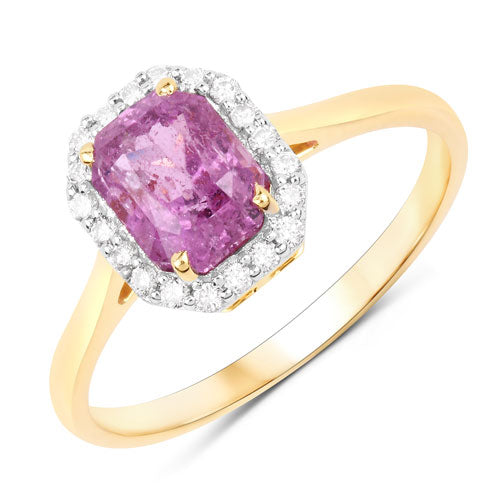 1.91 Carat Genuine Pink Sapphire and White Diamond 14K Yellow Gold Ring Bids.com