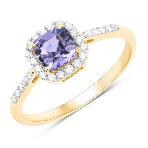 1.27 Carat Genuine Purple Pink Sapphire and White Diamond 14K Yellow Gold Ring Bids.com