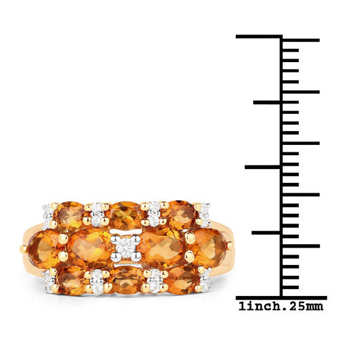 14K Yellow Gold Plated 2.48 Carat Genuine Citrine & White Topaz .925 Sterling Silver Ring Bids.com