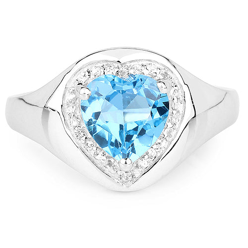 2.23 Carat Genuine Swiss Blue Topaz and White Topaz .925 Sterling Silver Ring Bids.com