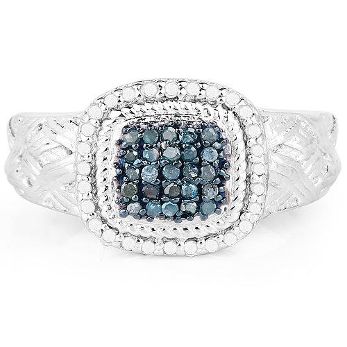 0.28 Carat Genuine Blue Diamond and White Diamond .925 Sterling Silver Ring Bids.com