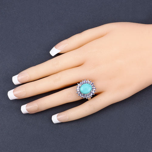 6.10 Carat Genuine Larimar and Tanzanite .925 Sterling Silver Ring Bids.com