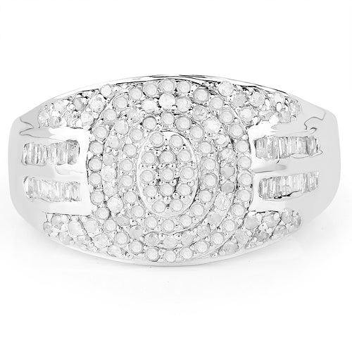 1.15 Carat Genuine White Diamond .925 Sterling Silver Ring Bids.com
