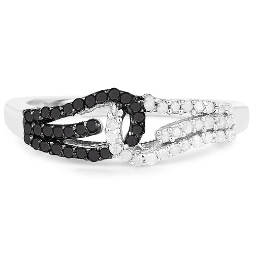 0.33 Carat Genuine White Diamond and Black Diamond .925 Sterling Silver Ring Bids.com