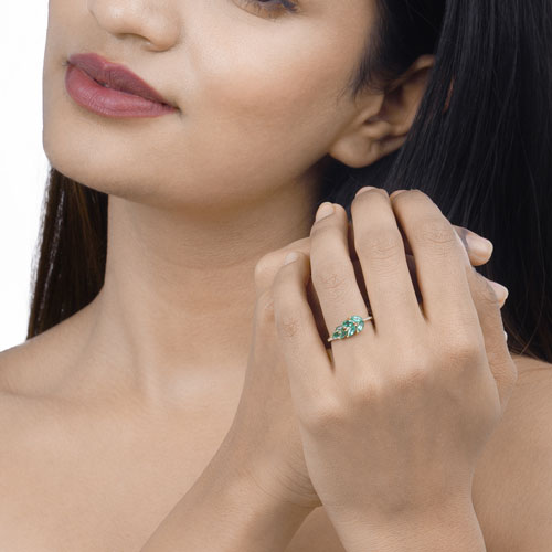 0.68 Carat Genuine Zambian Emerald and White Diamond 14K Yellow Gold Ring Bids.com