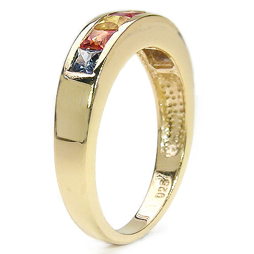 14K Yellow Gold Plated 1.26 Carat Genuine Multi Sapphire .925 Sterling Silver Ring Bids.com
