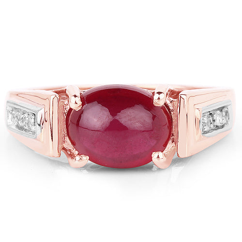 14K Rose Gold Plated 4.71 Carat Genuine Glass Filled Ruby and White Topaz .925 Sterling Silver Ring Bids.com