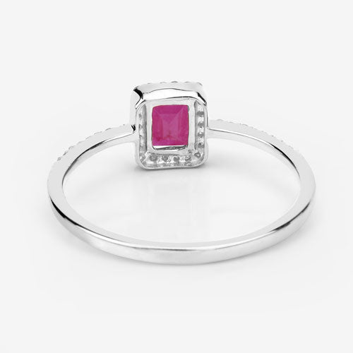 0.58 Carat Genuine Ruby and White Diamond 14K White Gold Ring Bids.com