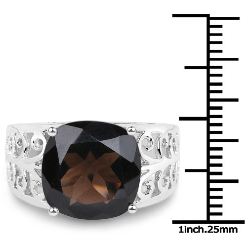 7.09 Carat Genuine Smoky Quartz .925 Sterling Silver Ring Bids.com
