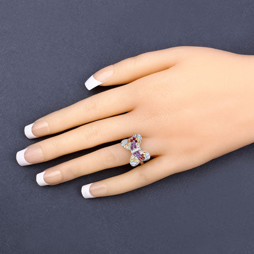 1.18 Carat Genuine Multi Stones .925 Sterling Silver Ring Bids.com