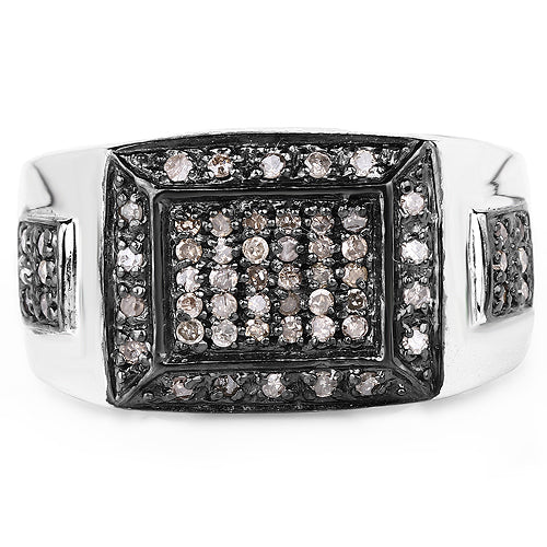 0.52 Carat Genuine Champagne Diamond .925 Sterling Silver Ring Bids.com