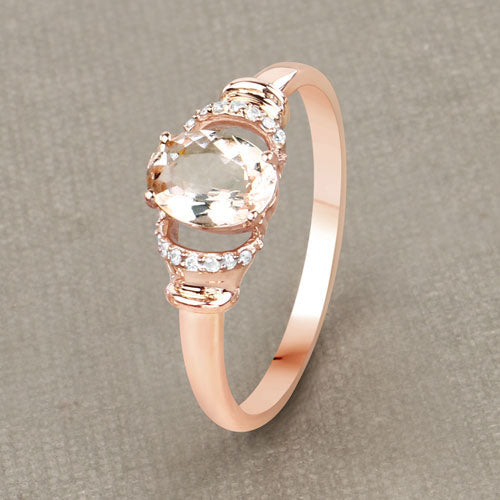 0.75 Carat Genuine Morganite and White Diamond 14K Rose Gold Ring Bids.com