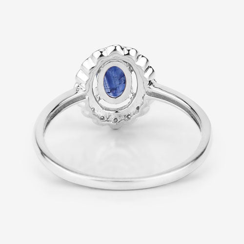 0.52 Carat Genuine Blue Sapphire and White Diamond 14K White Gold Ring Bids.com