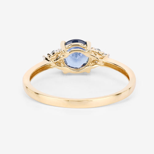 1.08 Carat Genuine Blue Sapphire and White Diamond 14K Yellow Gold Ring Bids.com