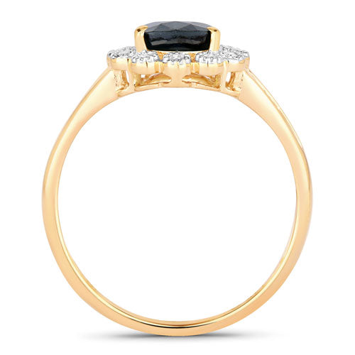 1.46 Carat Genuine Blue Sapphire and White Diamond 10K Yellow Gold Ring Bids.com