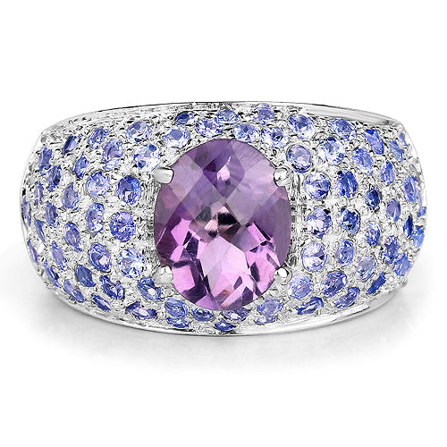 4.21 Carat Genuine Amethyst and Tanzanite .925 Sterling Silver Ring Bids.com