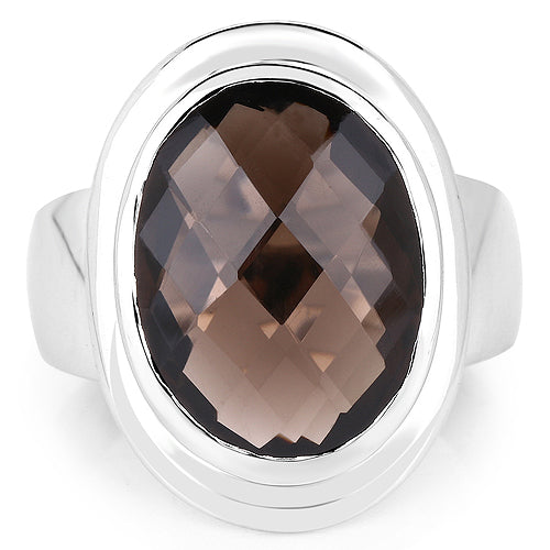 7.90 Carat Genuine Smoky Quartz .925 Sterling Silver Ring Bids.com