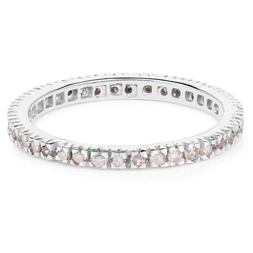 0.57 Carat Genuine Champagne Diamond .925 Sterling Silver Ring Bids.com