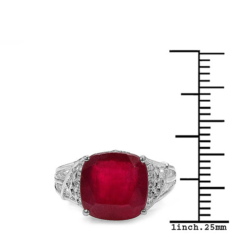4.20 ct. t.w. Glass Filled Ruby and White Topaz Ring in Sterling Silver Bids.com