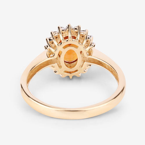 1.87 Carat Genuine Spessartite Garnet and White Diamond 14K Yellow Gold Ring Bids.com