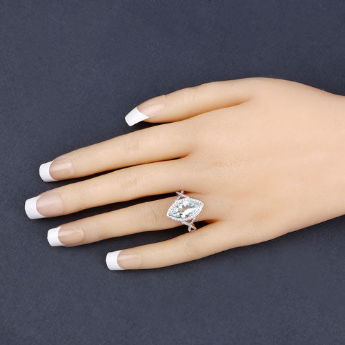 2.24 Carat Genuine Aquamarine and White Diamond 14K White Gold Ring Bids.com
