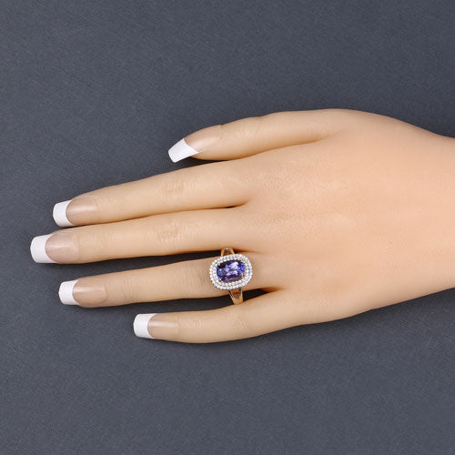 3.33 Carat Genuine Tanzanite and White Diamond 14K Yellow Gold Ring Bids.com