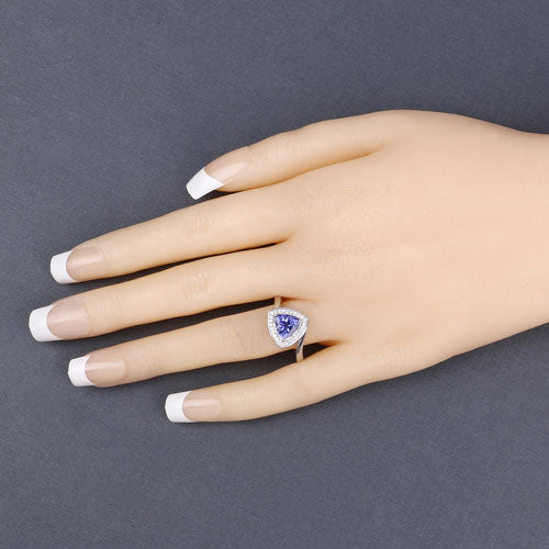 1.48 Carat Genuine Tanzanite and White Diamond 14K White Gold Ring Bids.com