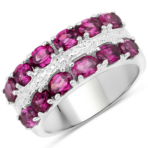 2.53 Carat Genuine Rhodolite Granet and White Topaz .925 Sterling Silver Ring Bids.com