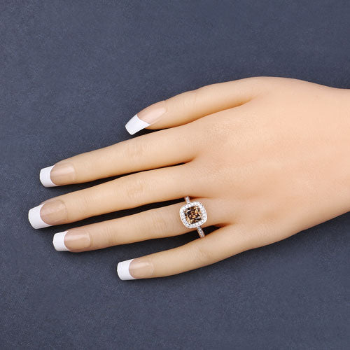 IGI Certified 2.19 Carat Genuine Brown Diamond Center and 0.36cttw White Diamond 18K Yellow Gold Ring (2.55cttw) Bids.com
