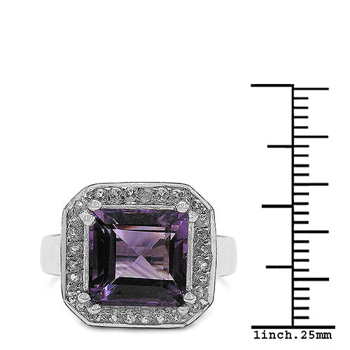 4.91 Carat Genuine Amethyst & White Topaz .925 Sterling Silver Ring Bids.com