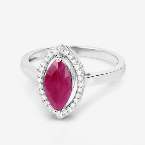 1.52 Carat Genuine Ruby and White Diamond 10K White Gold Ring Bids.com