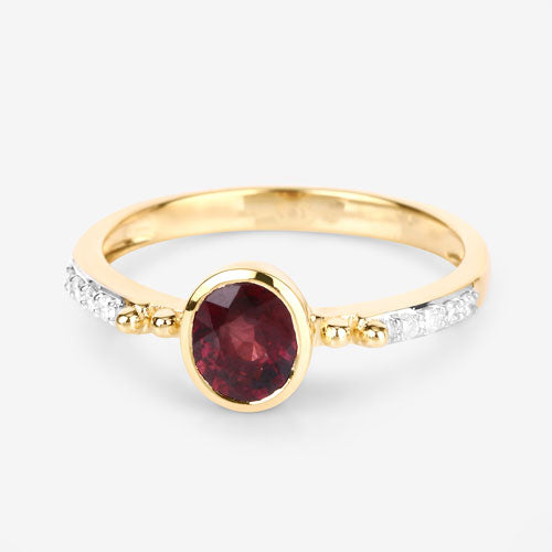 1.00 Carat Genuine Ruby and White Diamond 14K Yellow Gold Ring Bids.com