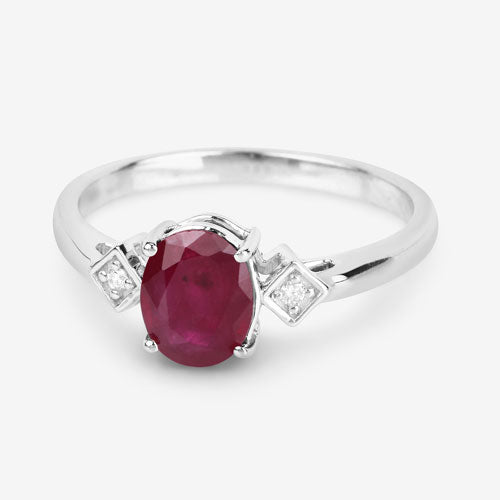 1.22 Carat Genuine Ruby and White Diamond 14K White Gold Ring Bids.com