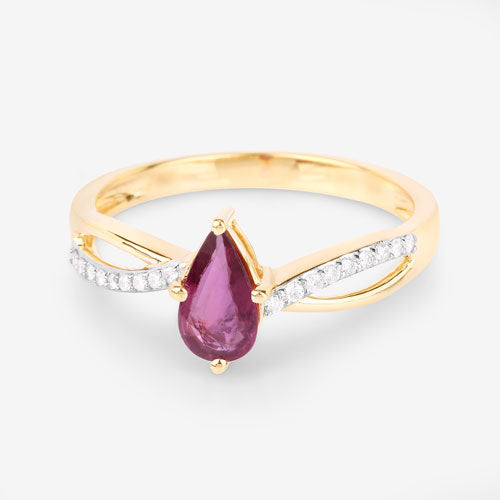 0.52 Carat Genuine Ruby and White Diamond 14K Yellow Gold Ring Bids.com