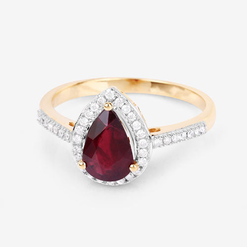 1.25 Carat Genuine Ruby and White Diamond 14K Yellow Gold Ring Bids.com